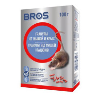 Родентицид, від щурів та мишей, гранули, 100 г, Bros