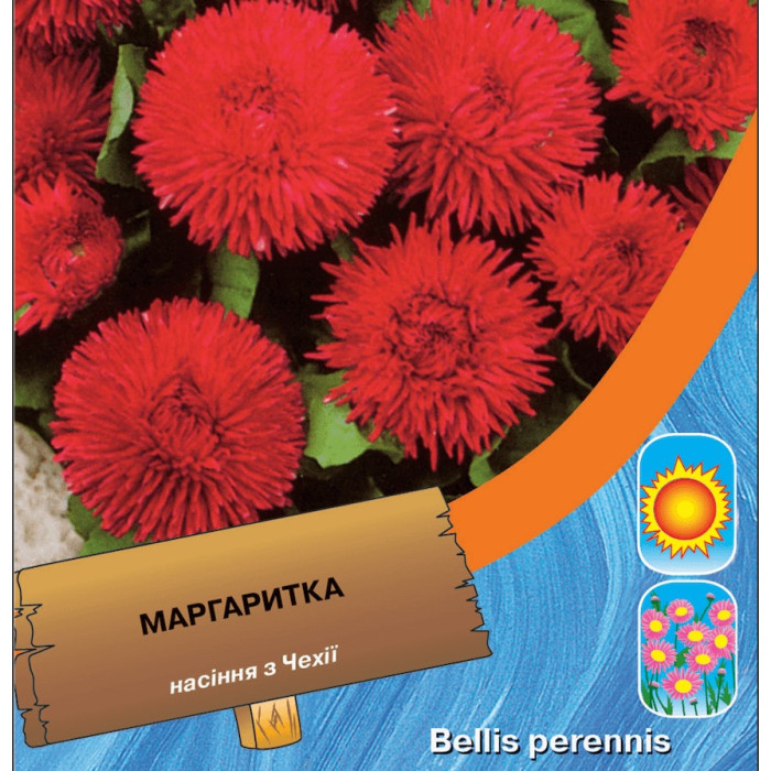 Насіння Маргаритка помпоновидна Червона, 0,1 г, Тирас Moravo Seed